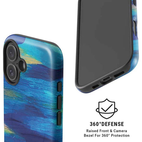 Ocean Blue Brush Stroke by Etta Vee iPhone 16 Plus Magsafe Impact Case